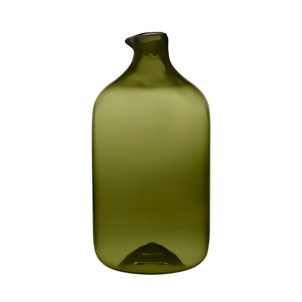 Jarra de vidrio verde musgo