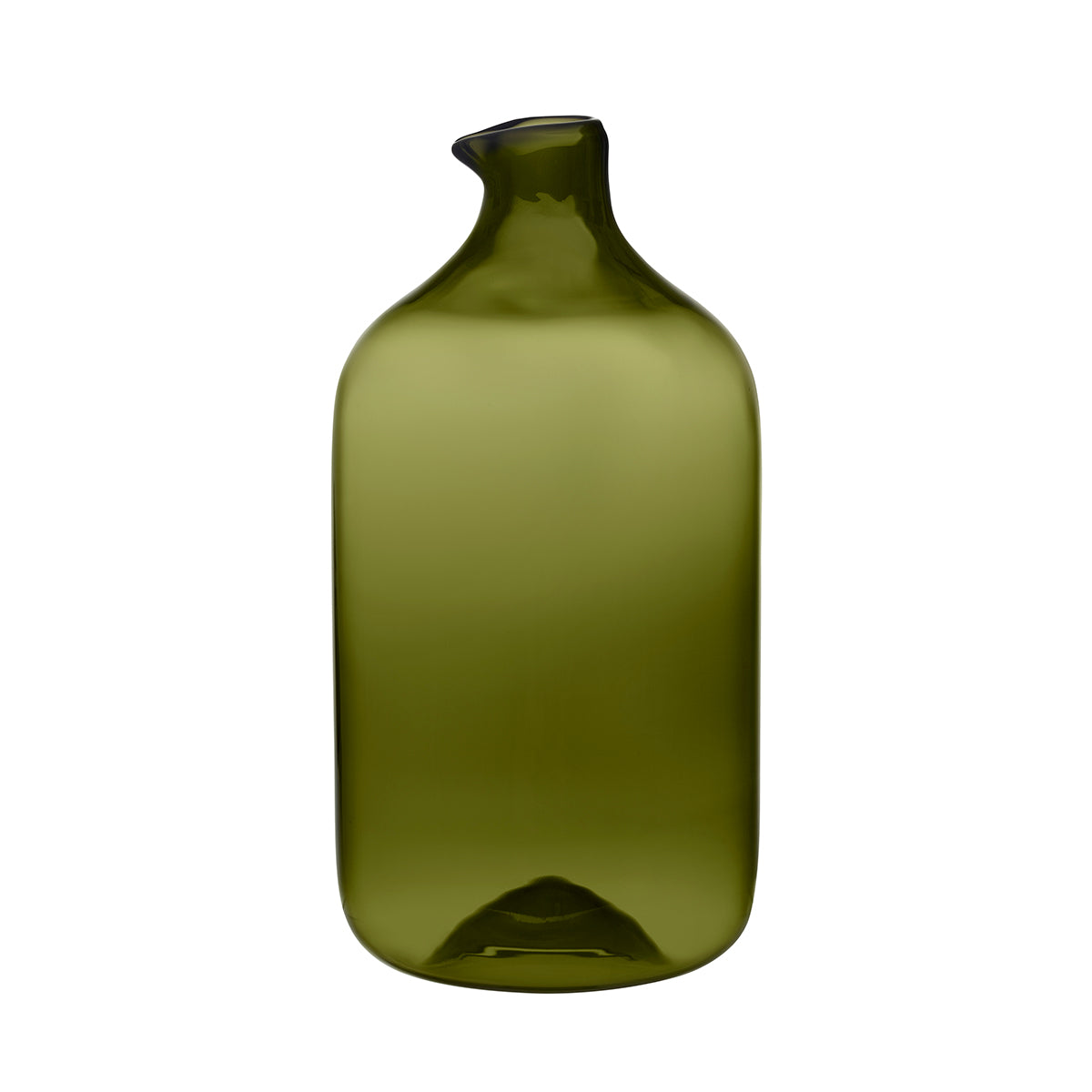 Carafe en verre vert mousse
