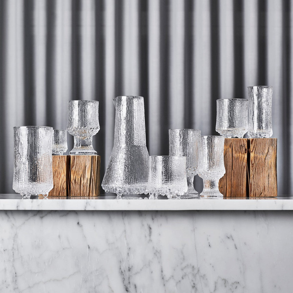 Carafe en verre texturé avec glace, de style nordique, pour le service