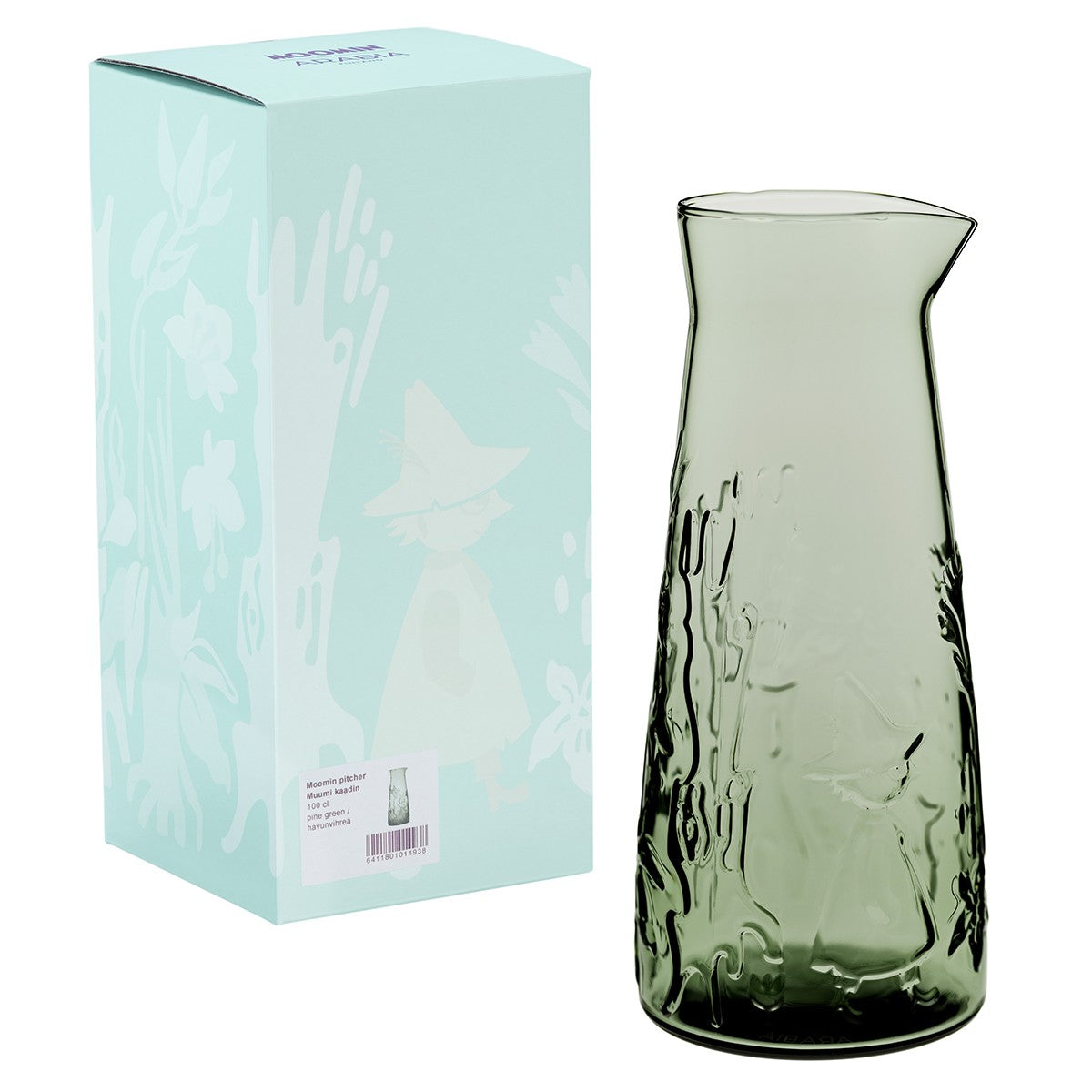 Pichet en verre gaufré vert sapin